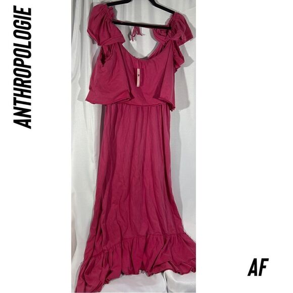 DAILY PRACTICE BY ANTHROPOLOGIE RUFFLED MIDI DRESS IN PINK NWT SMALL - Picture 7 of 7